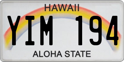 HI license plate YIM194