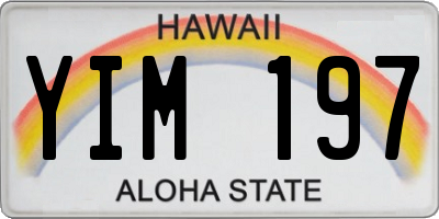 HI license plate YIM197