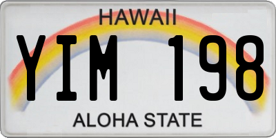 HI license plate YIM198