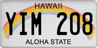 HI license plate YIM208