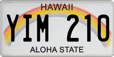 HI license plate YIM210