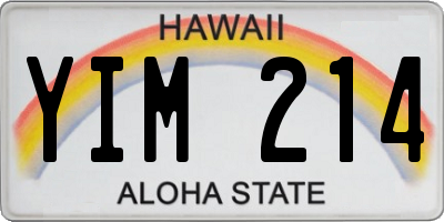 HI license plate YIM214