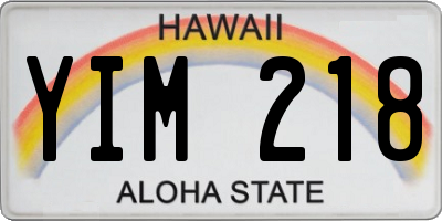 HI license plate YIM218