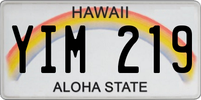 HI license plate YIM219