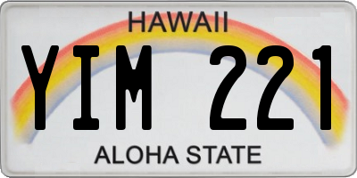 HI license plate YIM221
