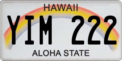 HI license plate YIM222