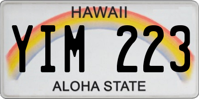 HI license plate YIM223