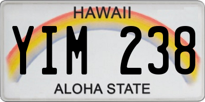 HI license plate YIM238
