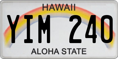 HI license plate YIM240