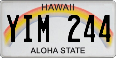 HI license plate YIM244