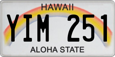 HI license plate YIM251