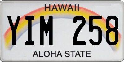 HI license plate YIM258