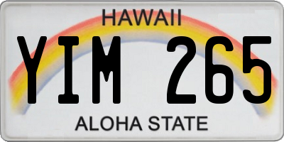 HI license plate YIM265