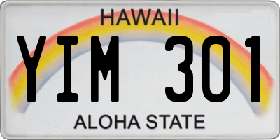 HI license plate YIM301