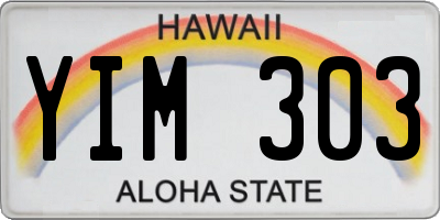 HI license plate YIM303