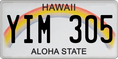 HI license plate YIM305