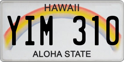 HI license plate YIM310
