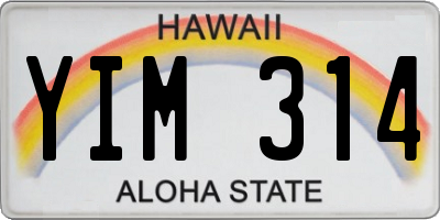 HI license plate YIM314