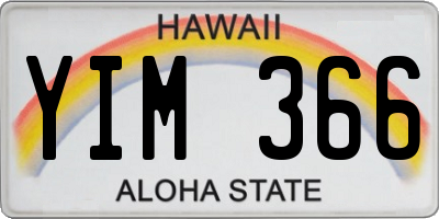 HI license plate YIM366