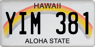 HI license plate YIM381