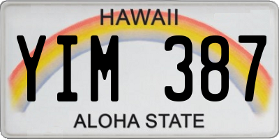 HI license plate YIM387
