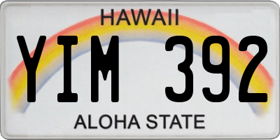 HI license plate YIM392