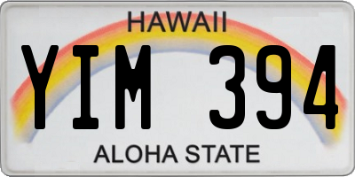 HI license plate YIM394