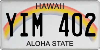 HI license plate YIM402