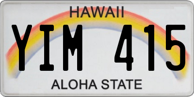 HI license plate YIM415