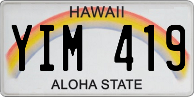 HI license plate YIM419