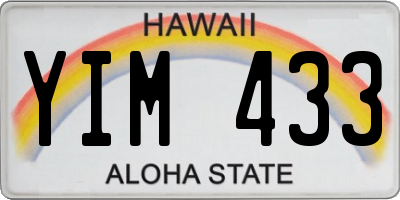 HI license plate YIM433