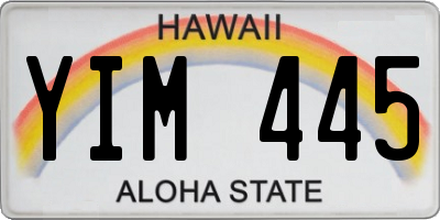 HI license plate YIM445