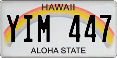 HI license plate YIM447
