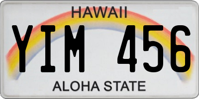 HI license plate YIM456