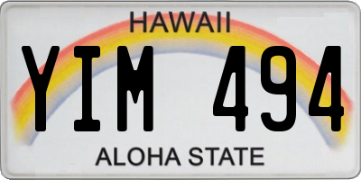 HI license plate YIM494