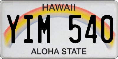 HI license plate YIM540