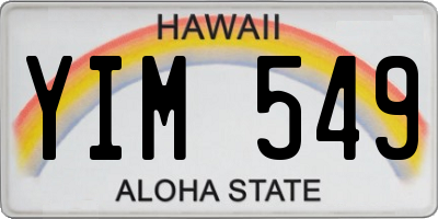 HI license plate YIM549