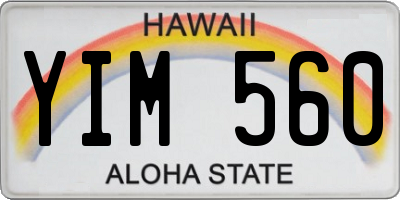 HI license plate YIM560