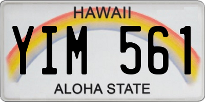 HI license plate YIM561