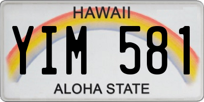 HI license plate YIM581