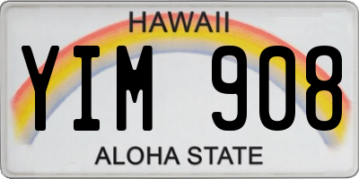 HI license plate YIM908