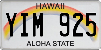 HI license plate YIM925