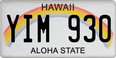HI license plate YIM930