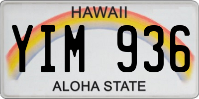 HI license plate YIM936