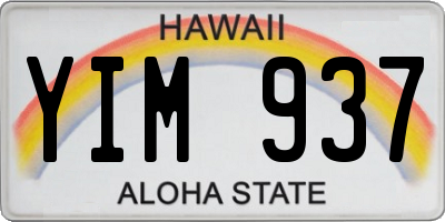 HI license plate YIM937