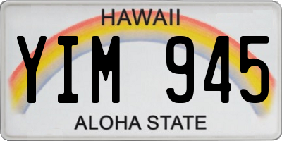 HI license plate YIM945
