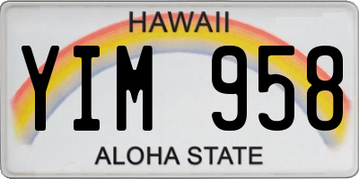 HI license plate YIM958
