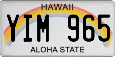 HI license plate YIM965