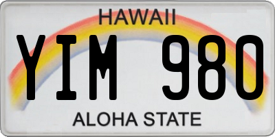 HI license plate YIM980