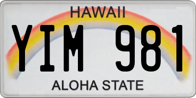 HI license plate YIM981